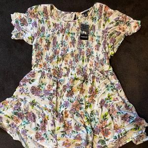 Torrid plus sized 00 White Floral Babydoll Top
